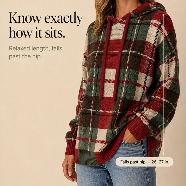 Overa – Plaid Knit Hooded Sweater