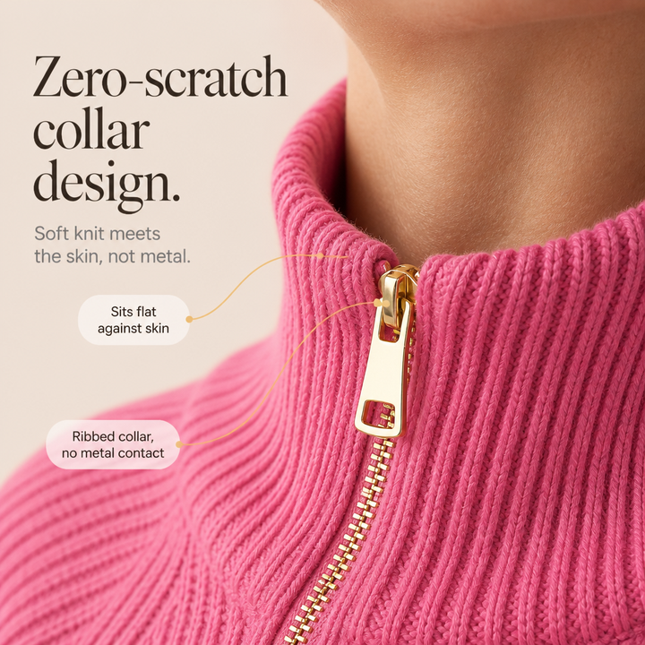 Wearbella – Asymmetric Zip Ribbed Knit Sweater
