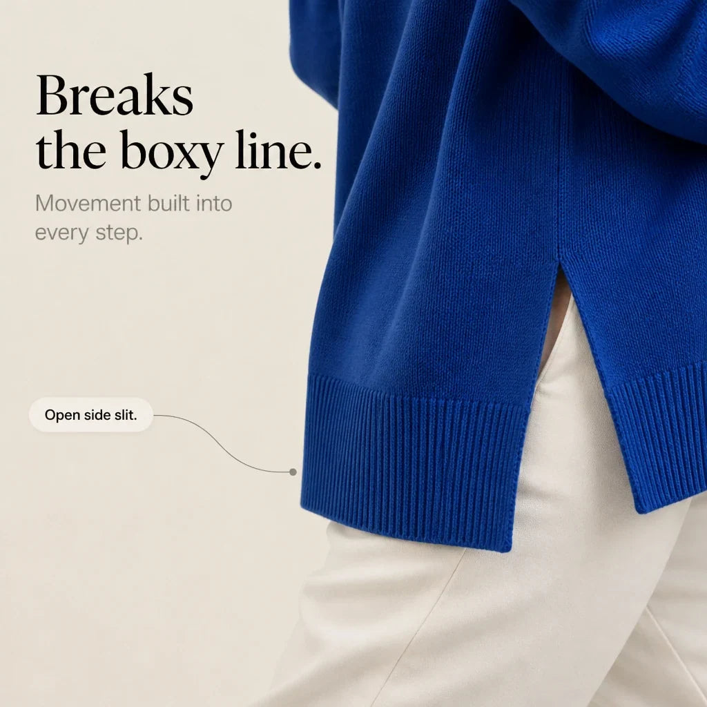 Wearbella – Ribbed High-Neck Side-Slit Sweater