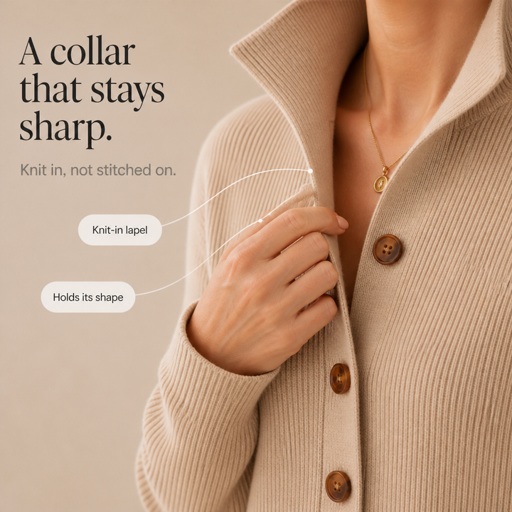 Lapella – Ribbed Lapel-Collar Sweater Dress