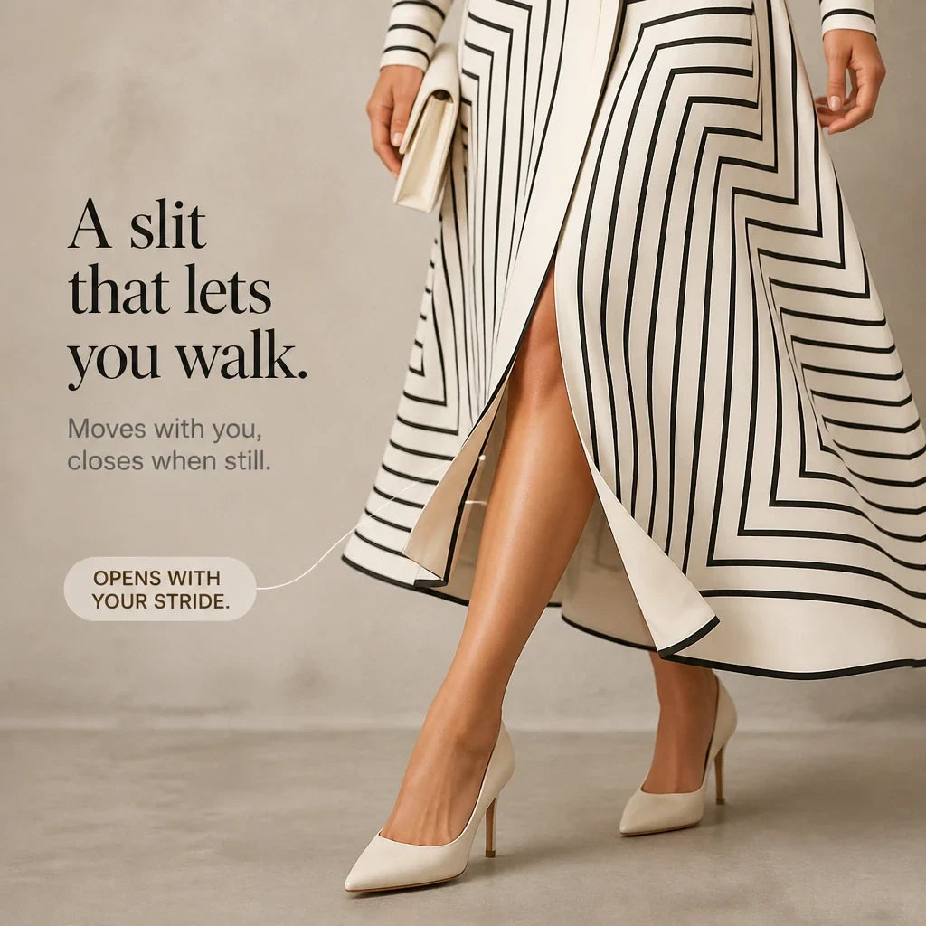 Linea Midi – Geometric Print Belted Shirt Dress