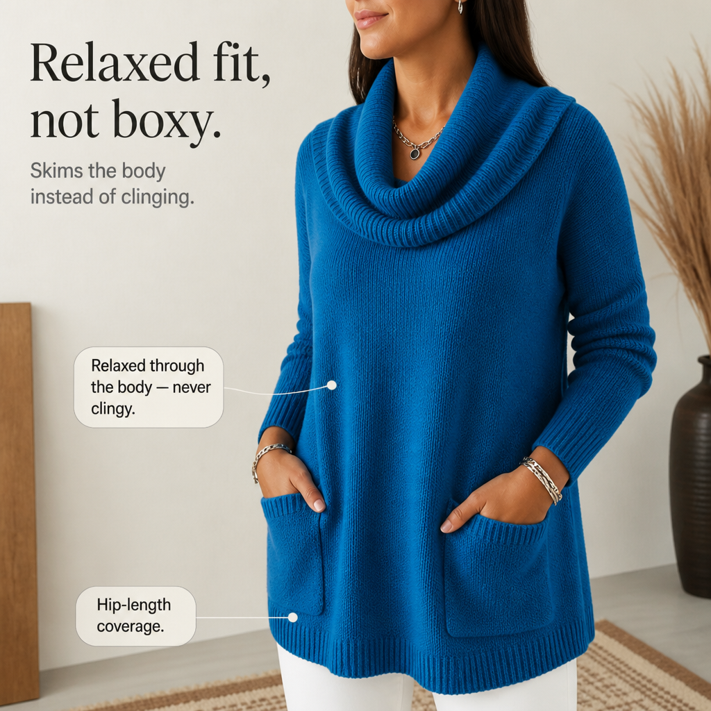 Everelle – Long-Sleeve Cowl-Neck Tunic Sweater