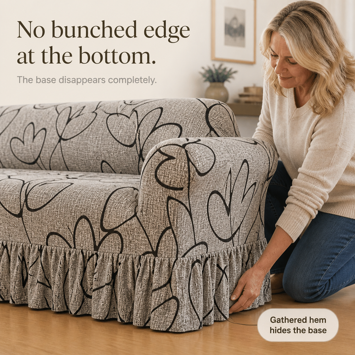 Hemvale – Ruffled Hem Stretch Sofa Cover