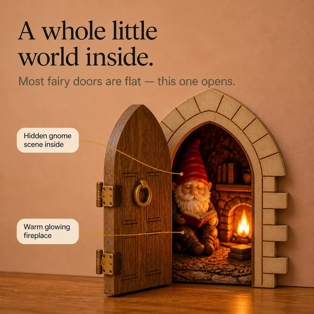 Hearthhollow – Illuminated Hidden Gnome Scene Miniature Door