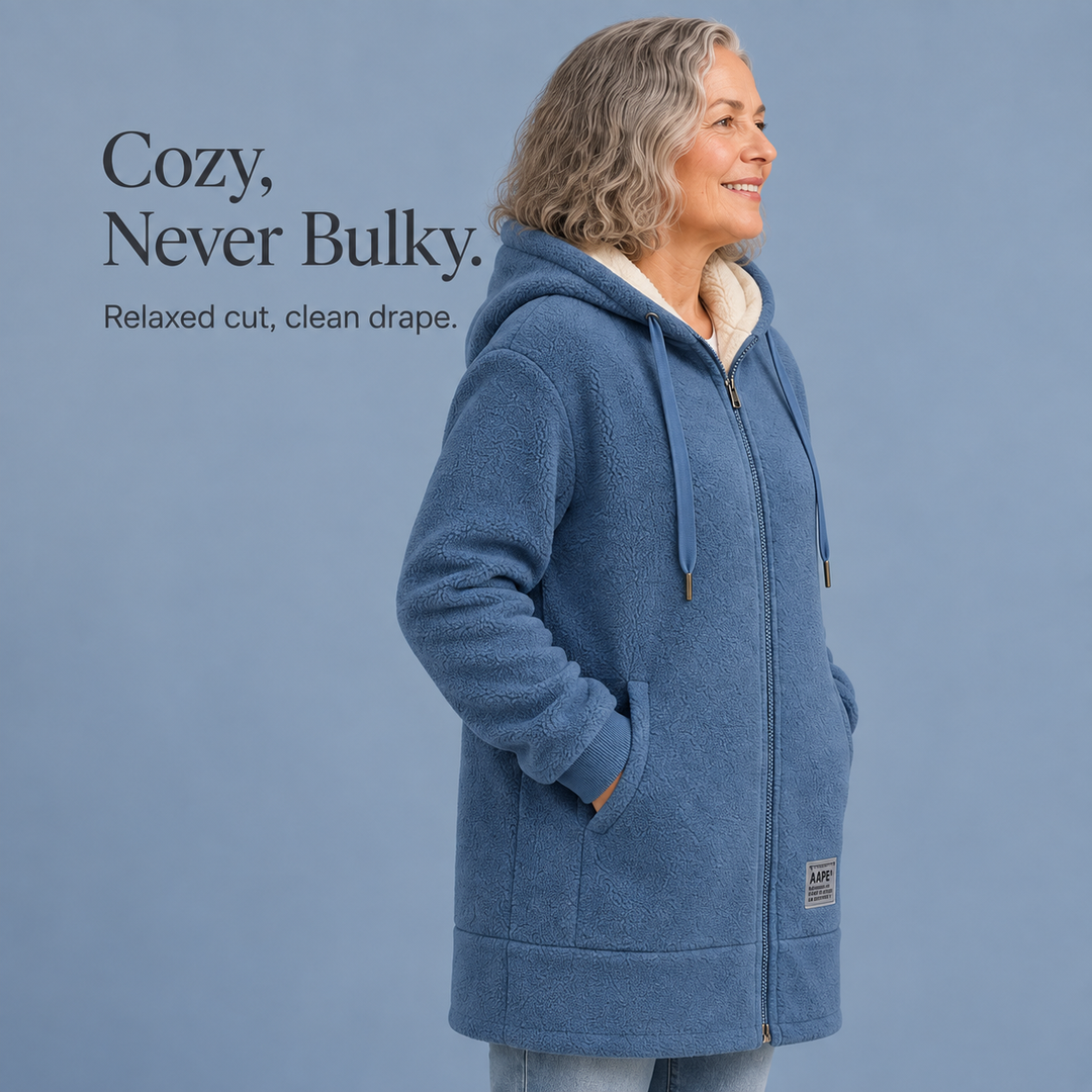 Phoebe – Full Fleece-Lined Look Hooded Zip Jacket