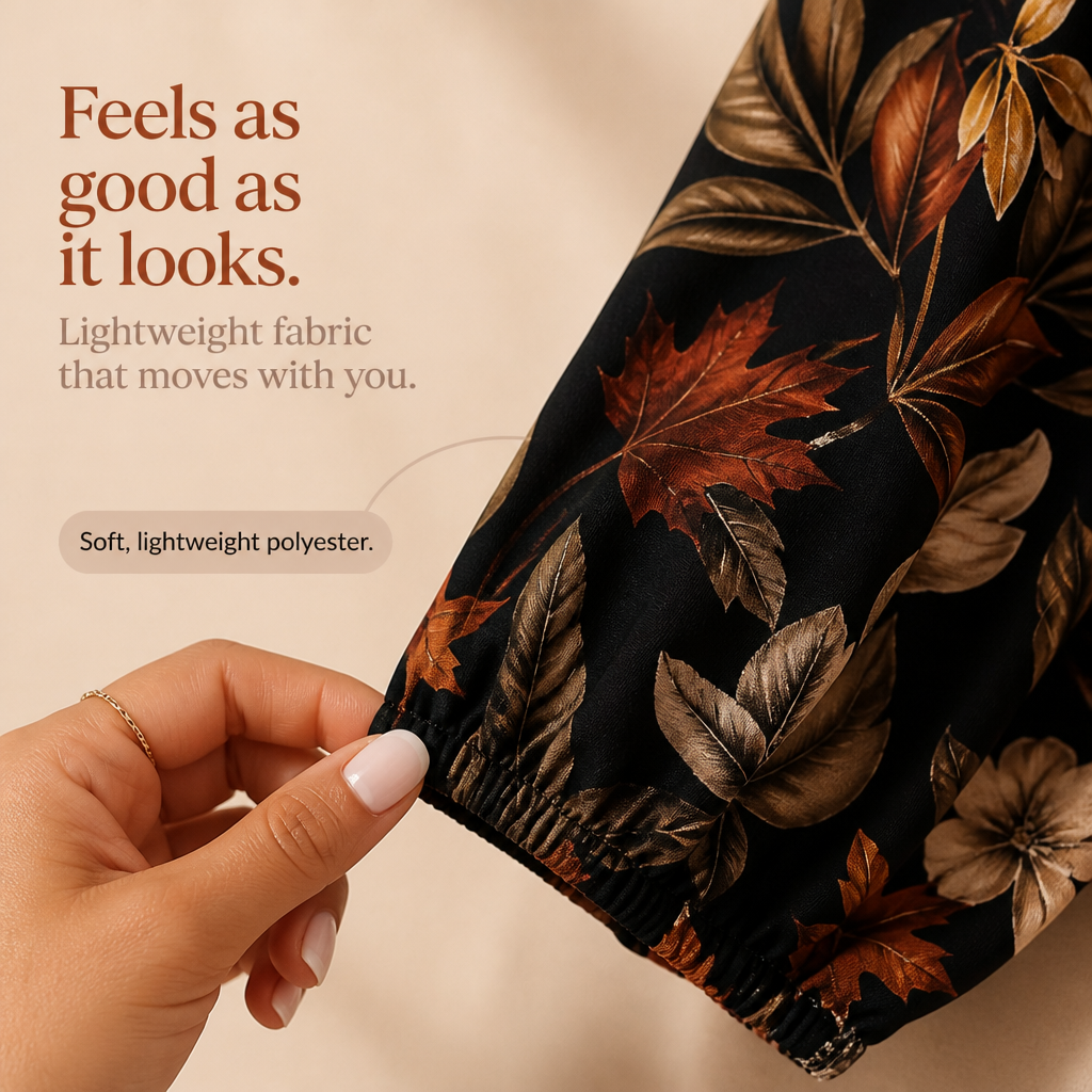 Maple Muse – Botanical Print Midi Dress