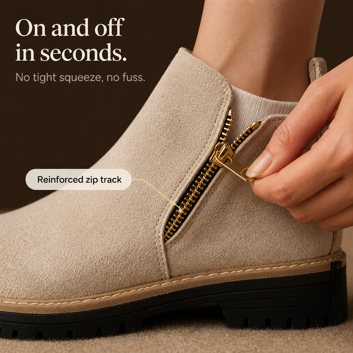 Stridewell – Square-Heel Zip-Up Ankle Boots