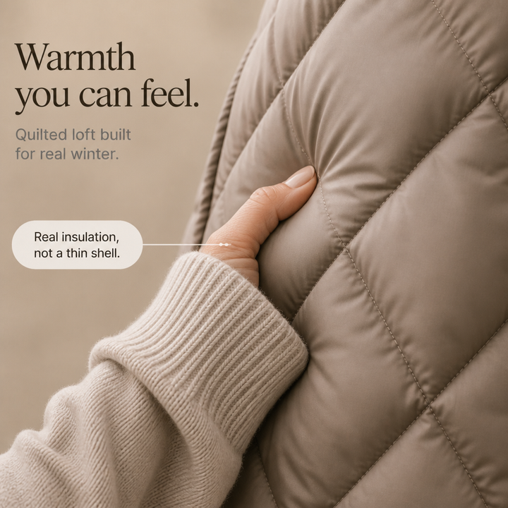 Wovella – Oversized Faux-Fur Hood Quilted Parka