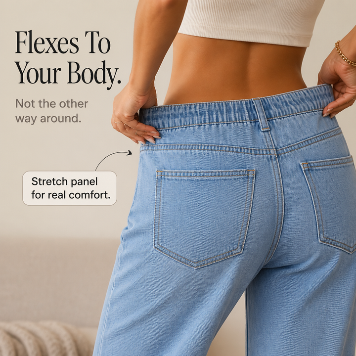 Flexelle – High-Waisted Drawstring Wide-Leg Jeans