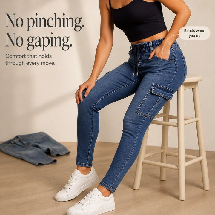 DenimEase – Stretch Denim Cargo Jeggings