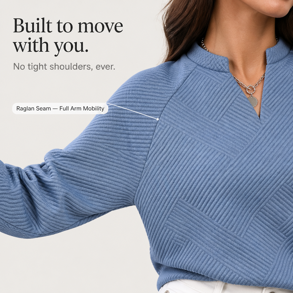 Stripewell – Striped Jacquard V-Neck Sweatshirt