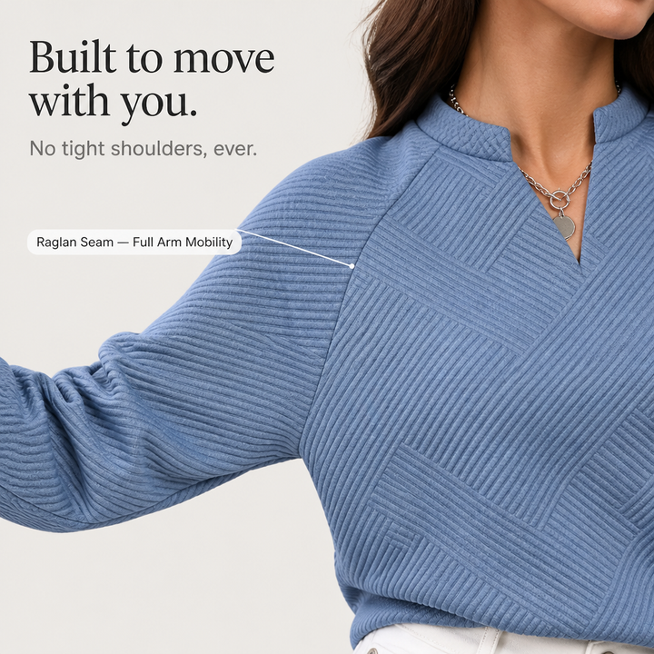 Stripewell – Striped Jacquard V-Neck Sweatshirt
