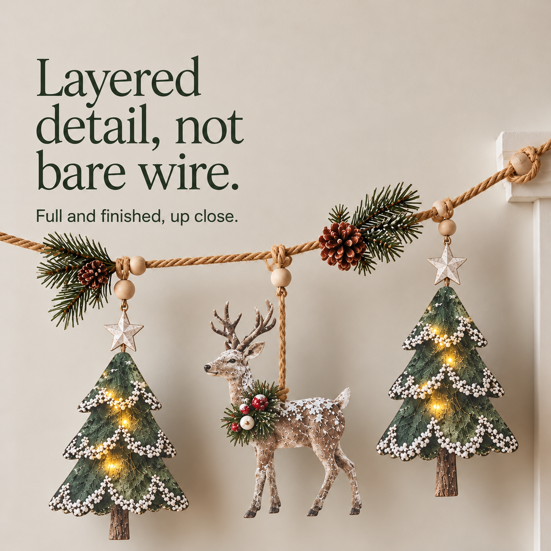 Woodland Glow – Pine Cone And Deer Christmas Garland