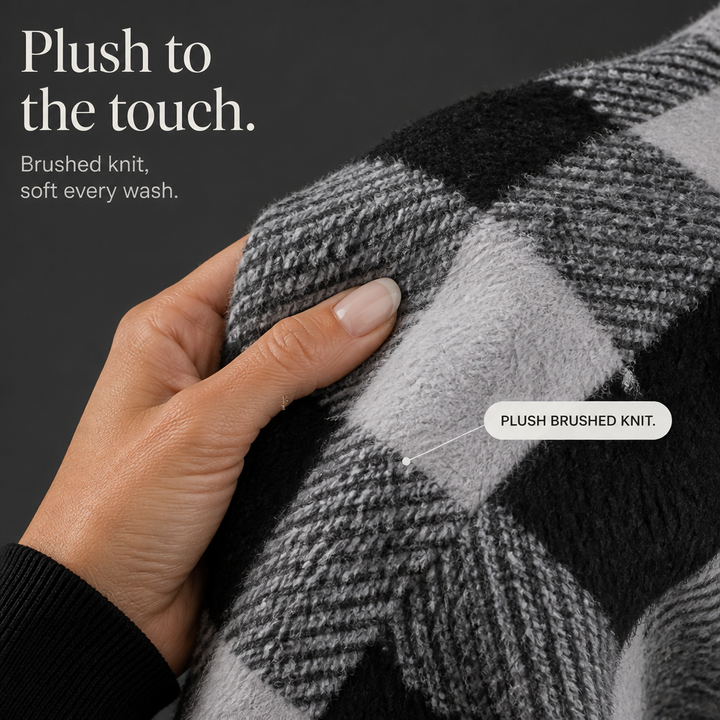 Plaidelle – Oversized Plaid Hooded Fleece-Look Cardigan