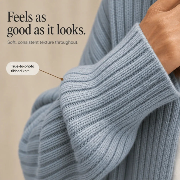 Aurelle – Long Ribbed Open-Front Cardigan