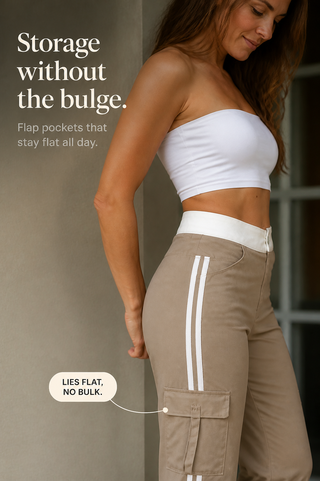 Ambervee – Stretch Cargo Side-Stripe Capri Pants