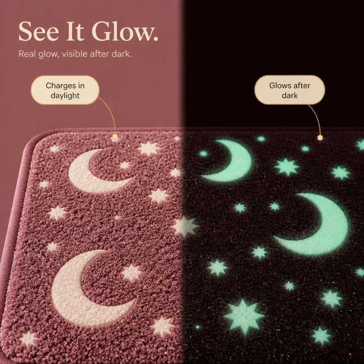 Lunaglow – Glow-In-The-Dark Moon And Star Bath Mat Set