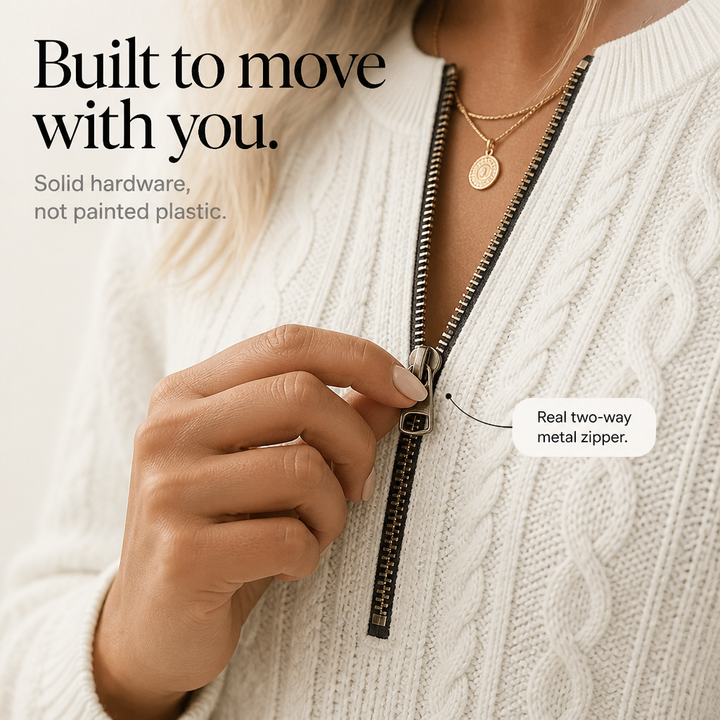 Cabelyn – Embossed Cable-Knit Half-Zip Pullover