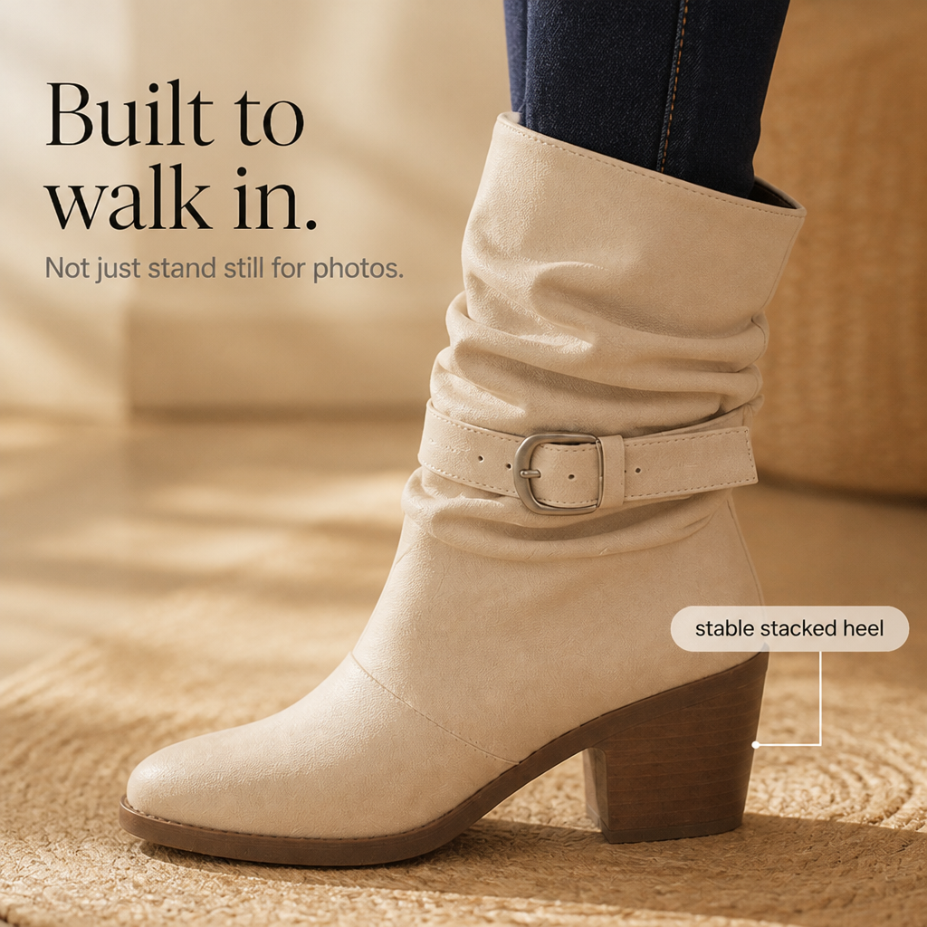 Slouch & Poise – Pointed-Toe Slouch Mid-Calf Boots