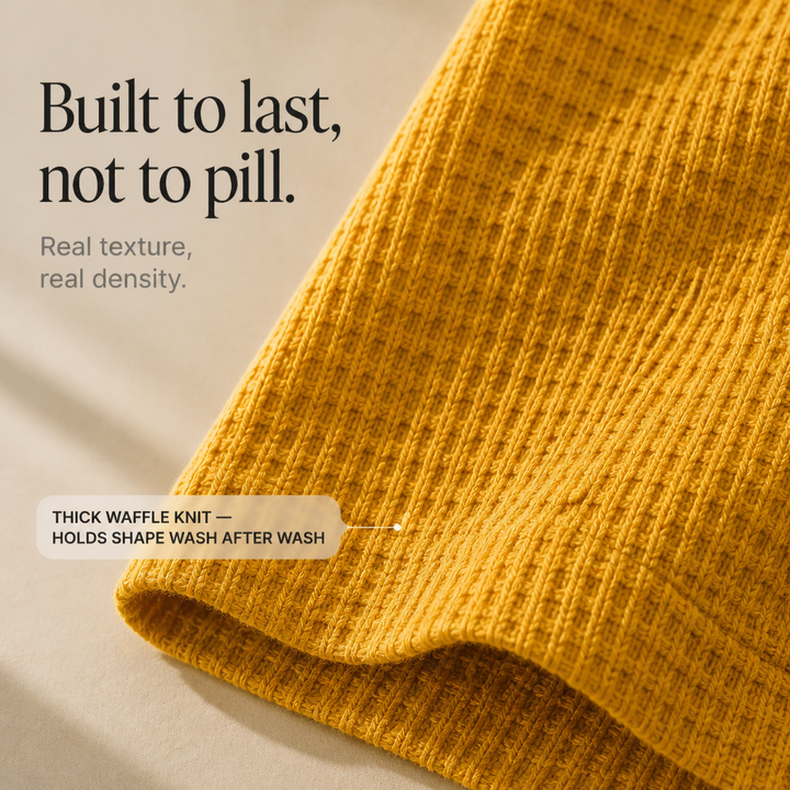 Wovella – Waffle-Knit Button Henley Top