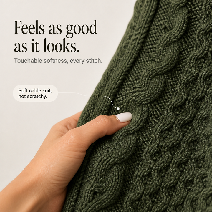 Cable & Cove – Cable-Knit Turtleneck Poncho Sweater
