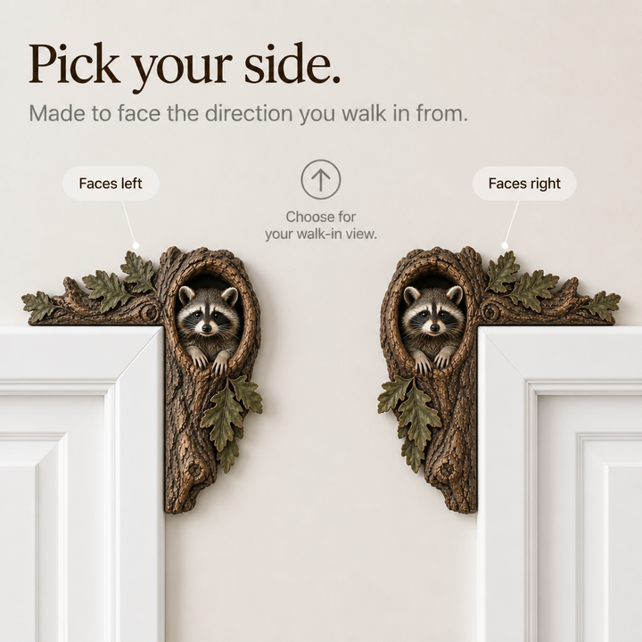 Hollowbrook – Raccoon Tree Hollow Doorframe Topper