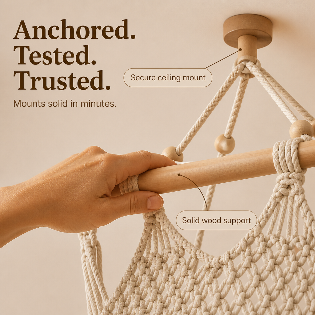 Nook & Nest – Handwoven Cotton-Rope Hanging Cat Hammock
