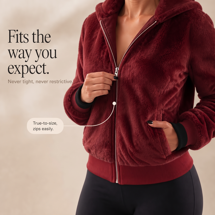 Wearbella – Hooded Faux Fur Zip Jacket