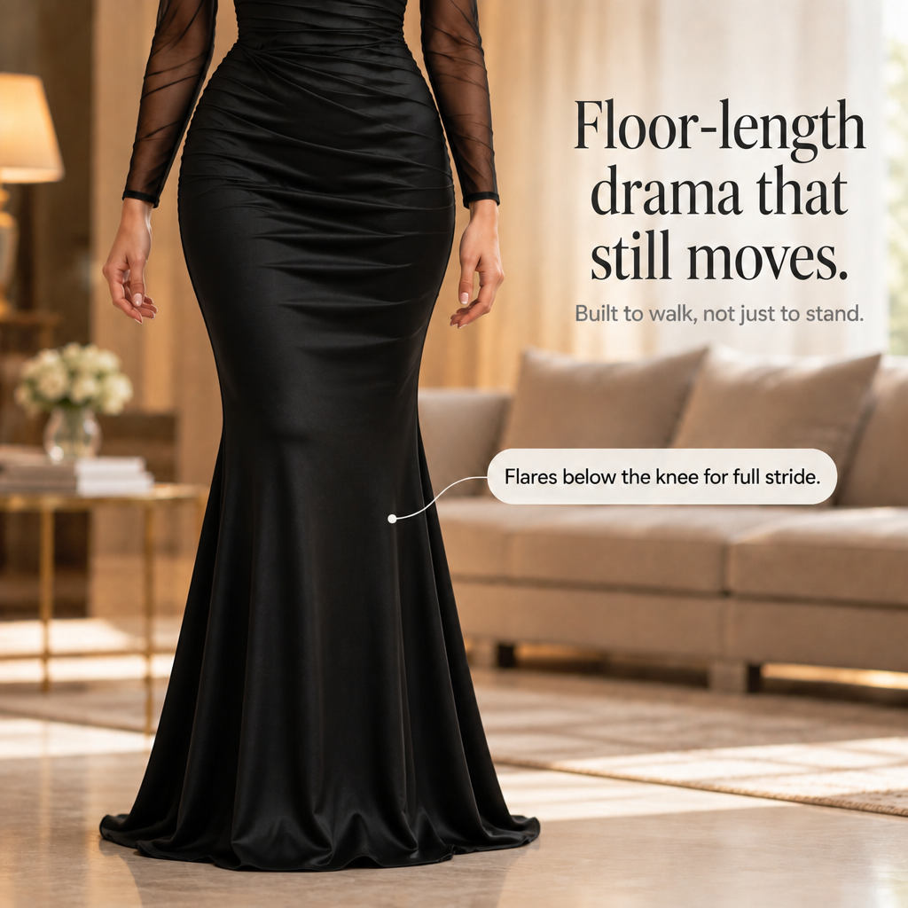 Elarian – Sheer Cold-Shoulder Mermaid Gown