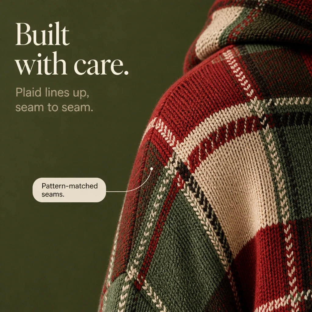 Overa – Plaid Knit Hooded Sweater