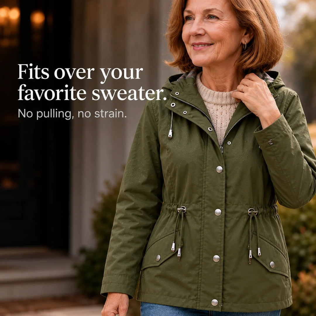 Plaidwell – Detachable Hood Adjustable Waist Rain Jacket