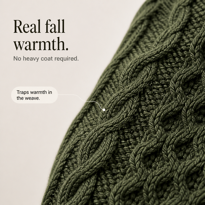Cable & Cove – Cable-Knit Turtleneck Poncho Sweater