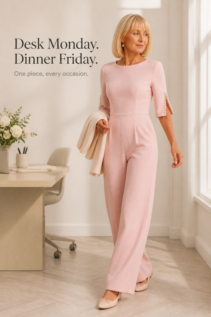 Verlyne – Pearl-Look Sleeve Wide-Leg Jumpsuit