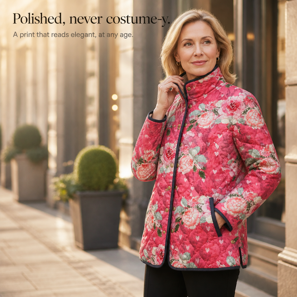 Wearbella – Floral Print Quilted Puffer Jacket