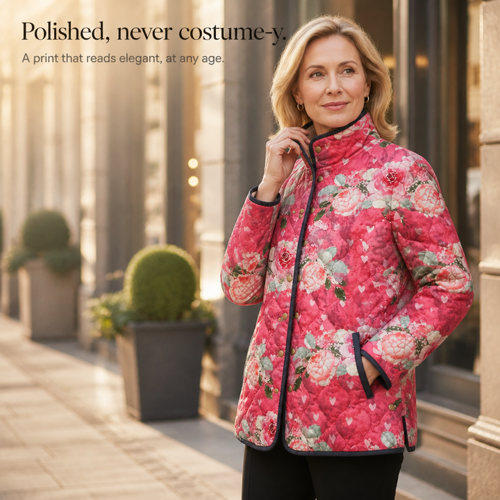 Wearbella – Floral Print Quilted Puffer Jacket