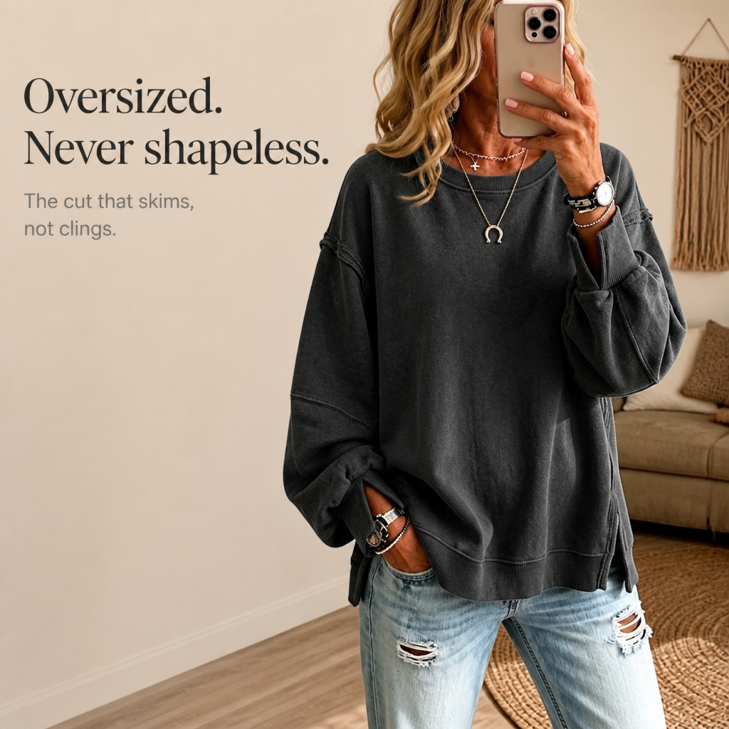 Marlowfield – Exposed-Seam Cut-Out Cuff Sweatshirt