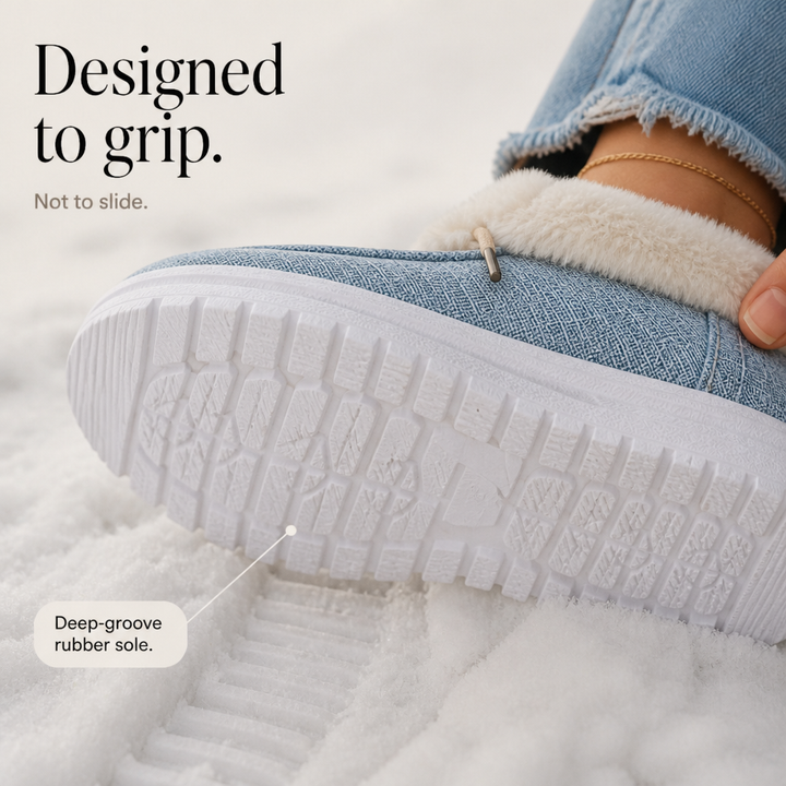 Veluna – Plush-Lined Canvas Slip-On Winter Shoes