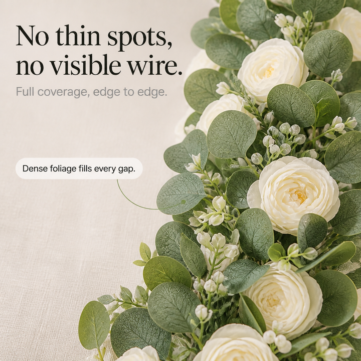 Roselune – White Rose And Eucalyptus Garland
