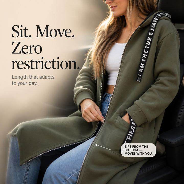 Wrapelle – Extra-Long Hooded Zip Jacket