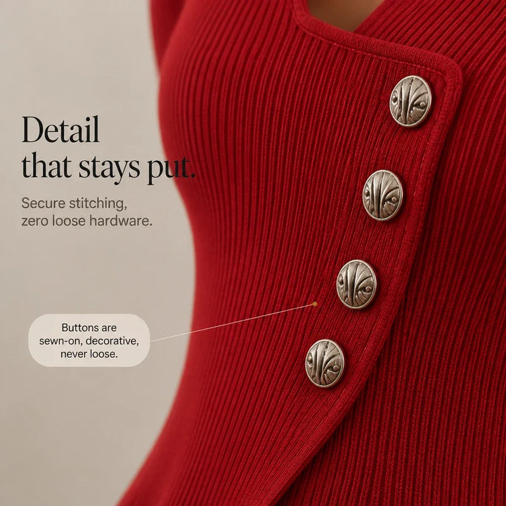 Velora – Asymmetrical Button Ribbed Peplum Top
