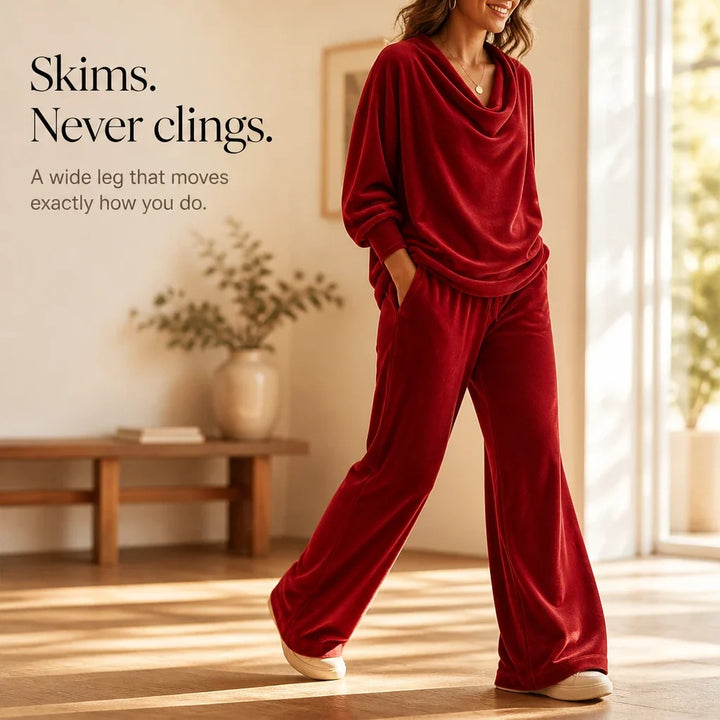 Pleat & Ease – Pleated Sweater And Wide-Leg Pants Set