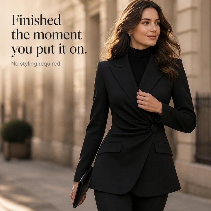Velaire – Asymmetrical Wrap Linen-Look Blazer