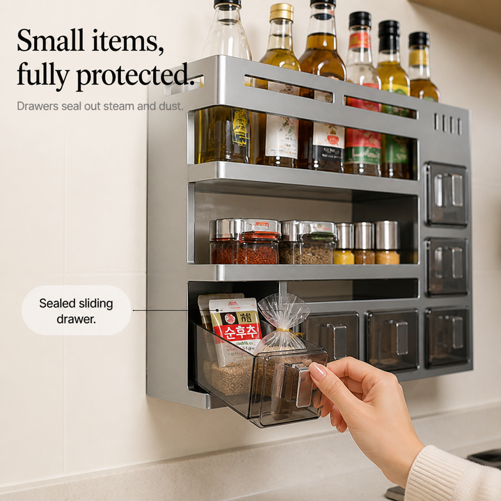 Drynest – Anti-Rust Sealed Sliding Drawer Wall Rack