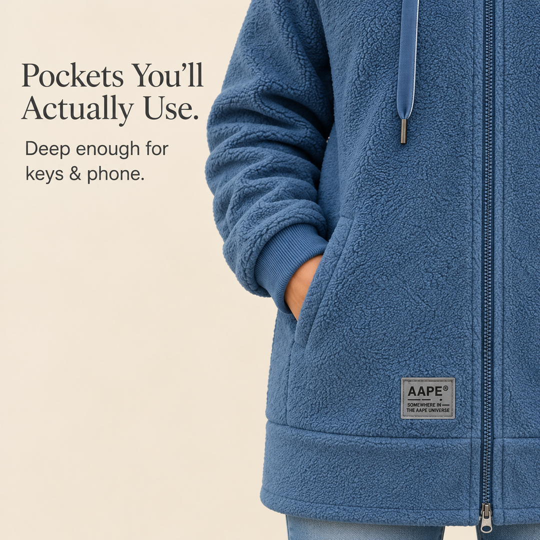 Phoebe – Full Fleece-Lined Look Hooded Zip Jacket