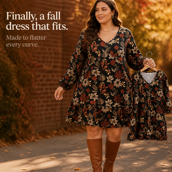 Maple Muse – Botanical Print Midi Dress