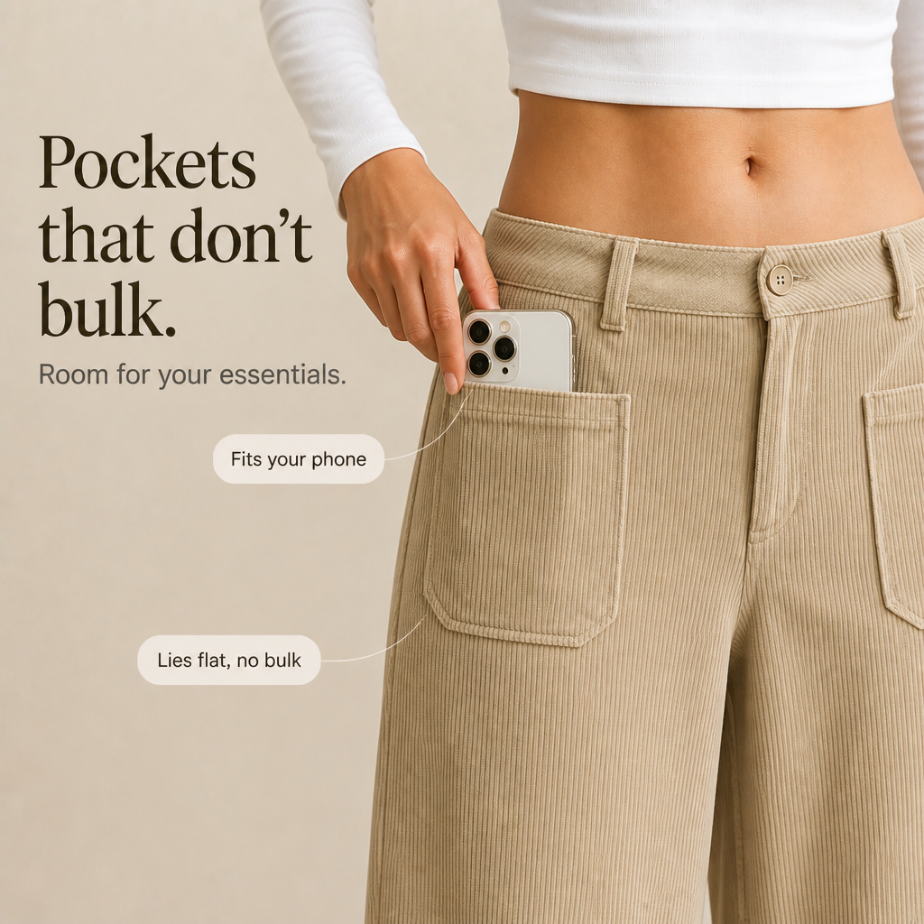 Cordelle – High-Waisted Stretch Corduroy Wide-Leg Trousers