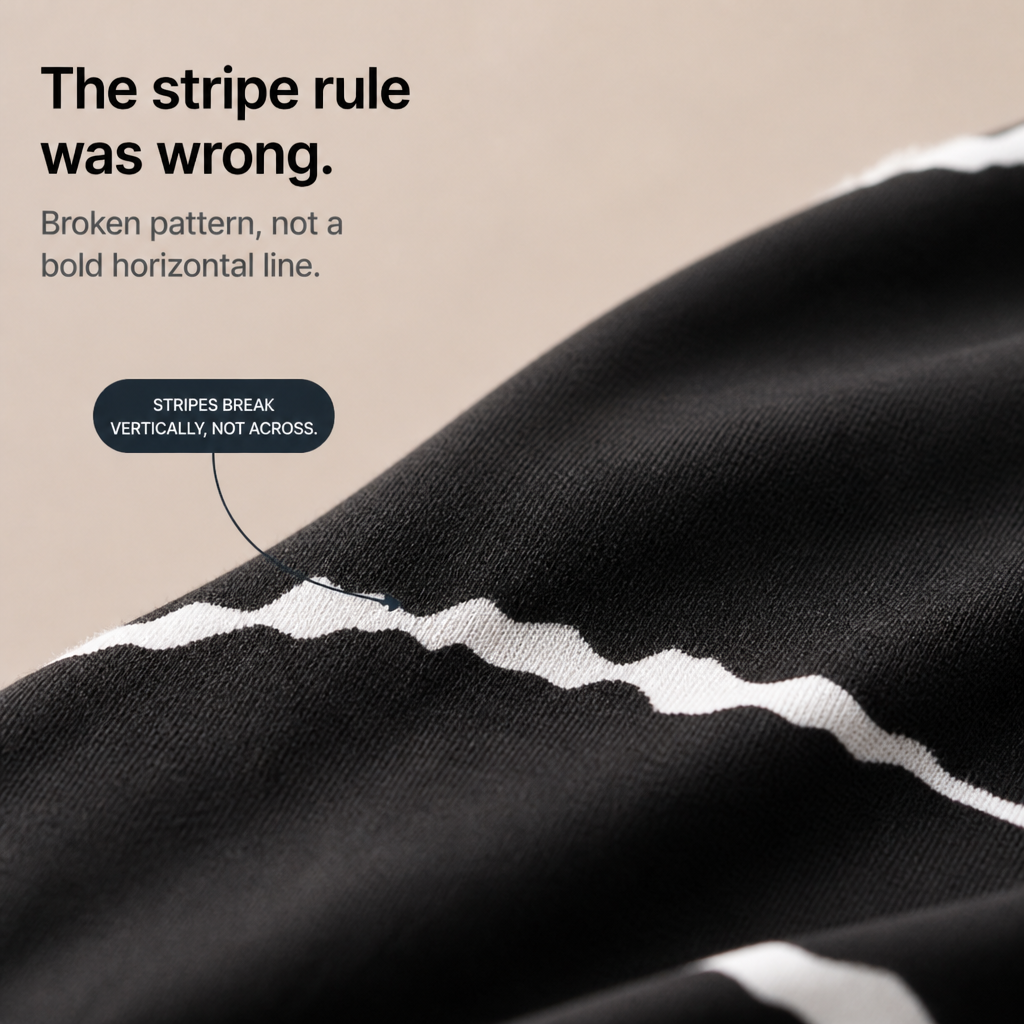 Curvella – Striped V-Neck Stretch Knit Tee