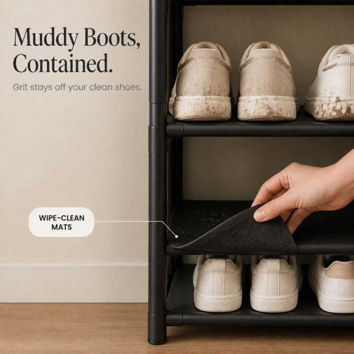 Haldrow – 3-Tier Shoe Rack With Coat Hooks