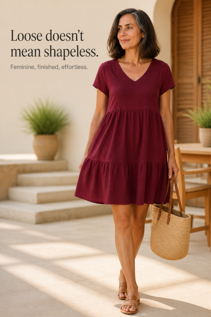 Verafall – V-Neck Tiered Ruffle Midi Dress