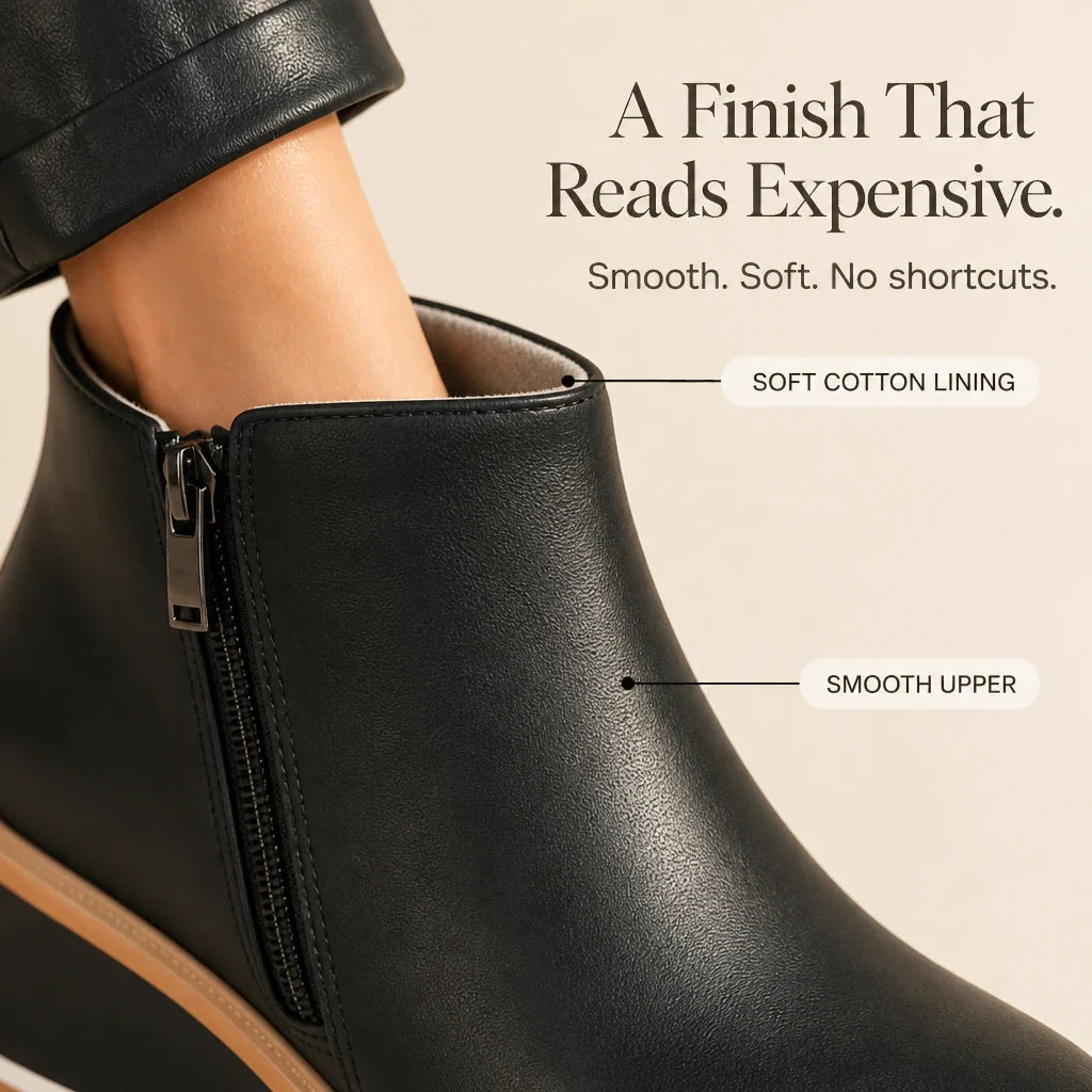 Colombe – Smooth Side-Zip Wedge Ankle Boots